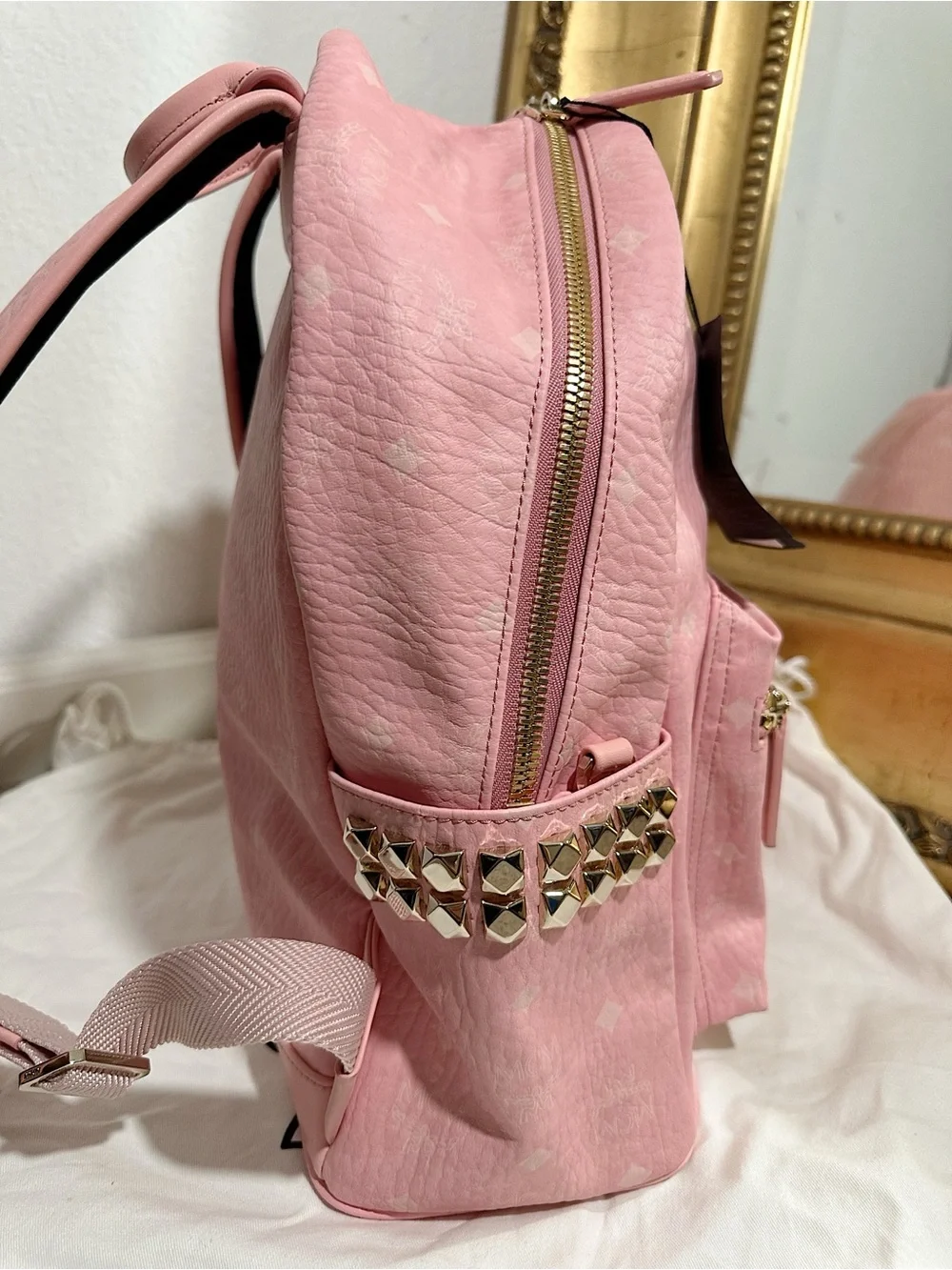 New With Tags/Dust Bag MCM Rare Stark VI Visetos Large Backpack in Blossom Pink